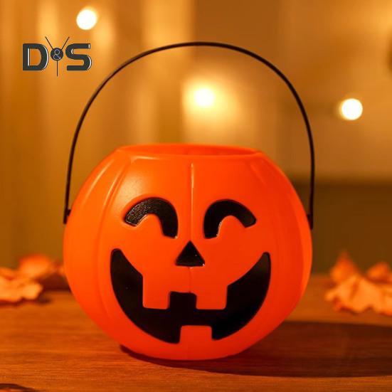 Halloween-Süßigkeiten-Eimer, Süßes oder Saures, Kürbis-Eimer, Aufbewahrungskorb, tragbare Halloween-Süßigkeiten-Schüssel, Kinder-Snackhalter für Partygeschenke