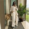 Spring Fashion Women's Plus Size Two-Piece: Linen-Style Shirt & High-Waisted Loose Pants