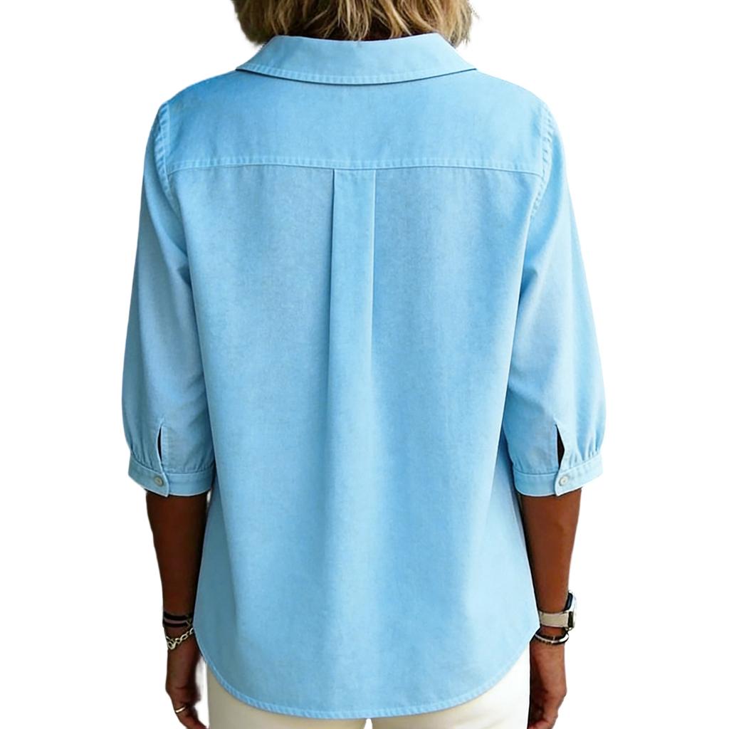 Women's Fashionable Casual 3/4 Sleeve Turtleneck Pullover Top