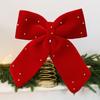 Bow Flannel Red Tree Topper With Embellished Star For Christmas Celebration