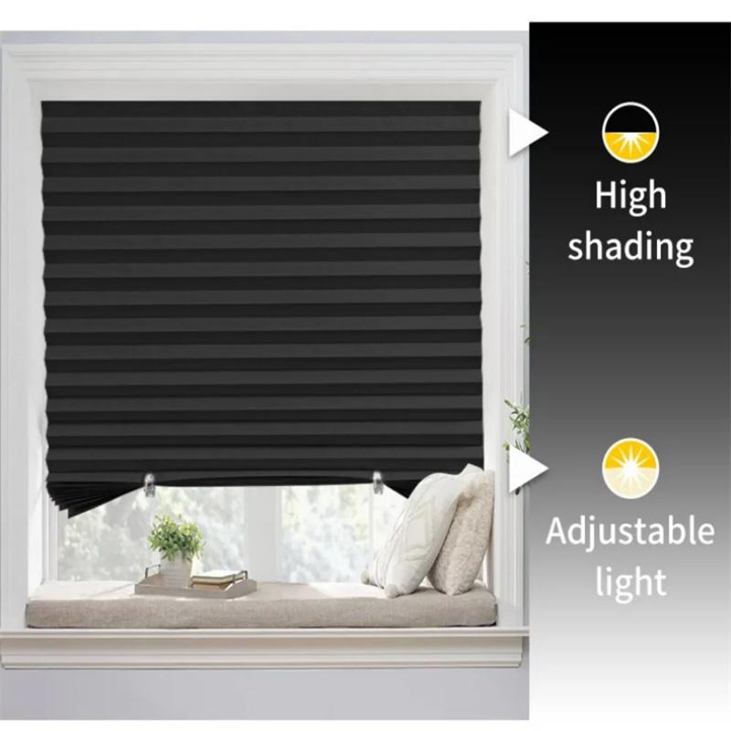 Pleated Window Blinds Temporary Window Shades Cordless Light Filtering Pleated Paper Shades Room Darkening Blind for Home Office