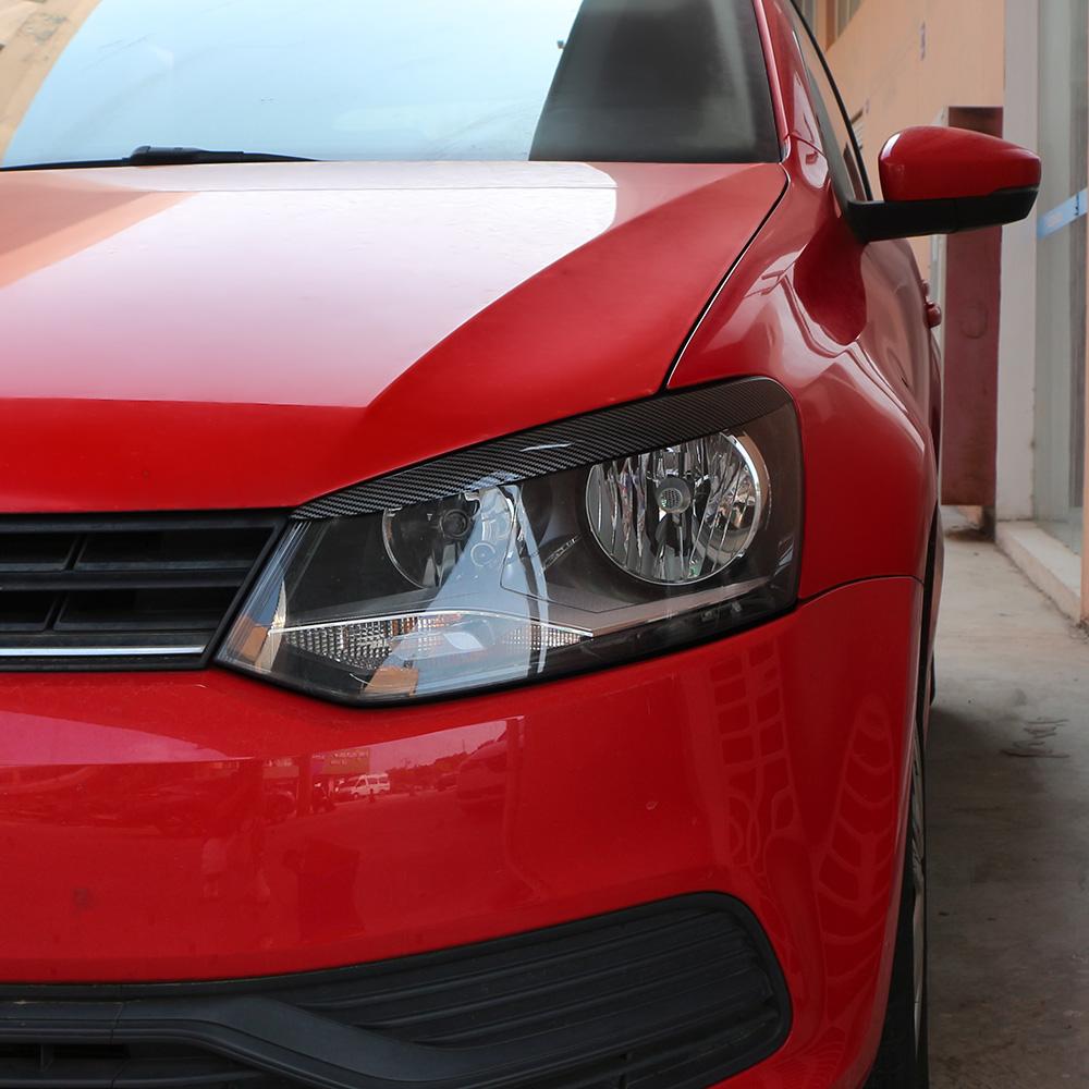 2pcs Car Head Light Lamp Eyebrow Eyelid Imitation Carbon Fiber Cover Trims for VW Polo Mk5 6R 6C 2010 2011 2012 2013 2014 2015 2016 2017 2018