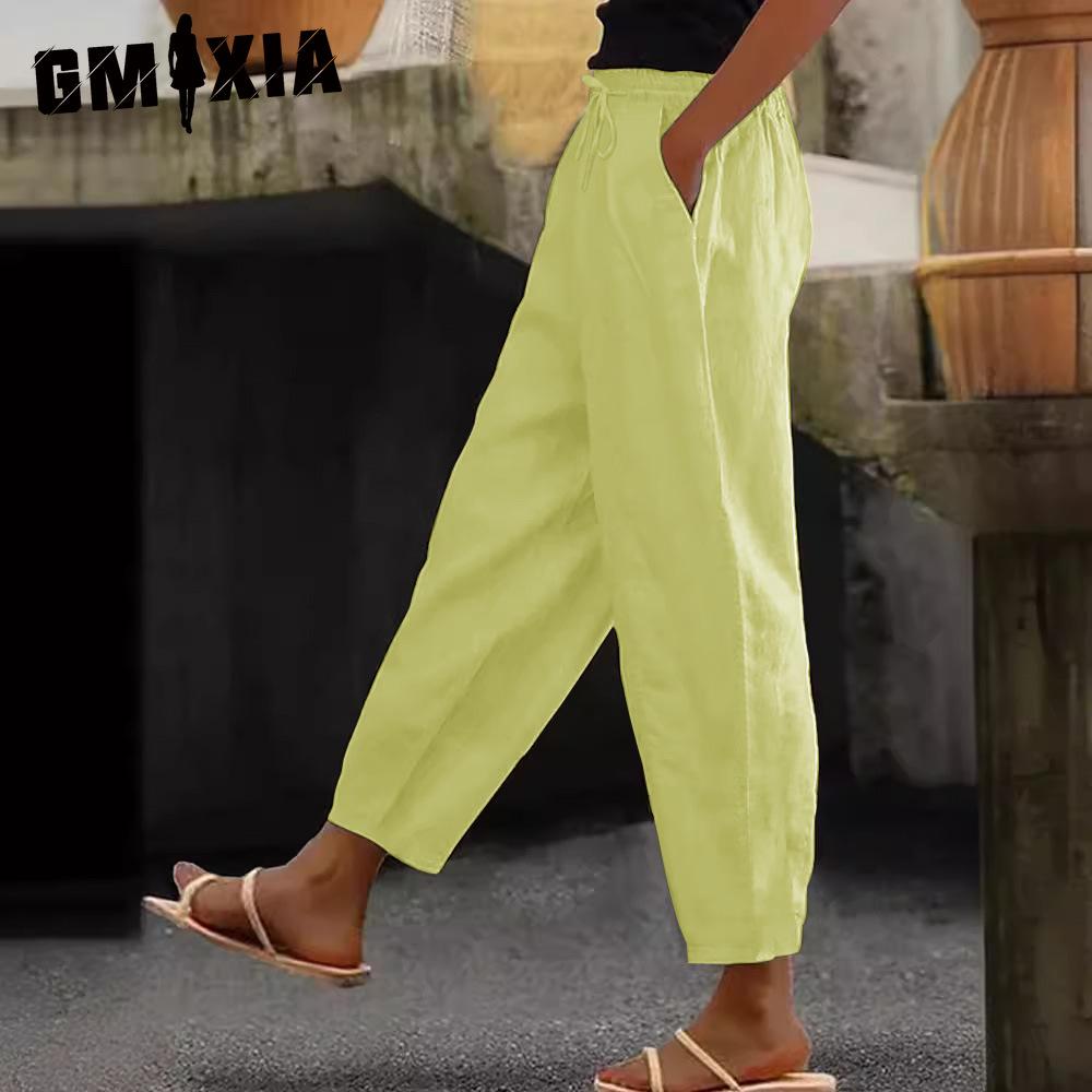 GMXIA Dámské módní ležérní jednobarevné kalhoty a capris