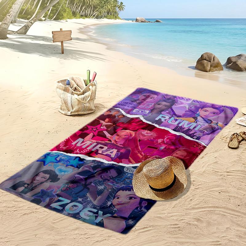 Asciugamano da Spiaggia Stampato Kpop Demon Hunters, Asciugamano Grande Assorbente ad Asciugatura Rapida per Estate e Attività all'Aperto in Acqua