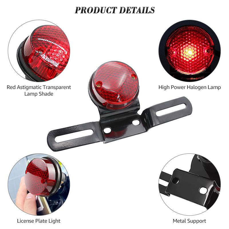 Motorcycle Tail Light 12V Halogen Moto Rear Lights Brake Stop Light For Harley Honda Cafe Racer Custom Bobber Chopper