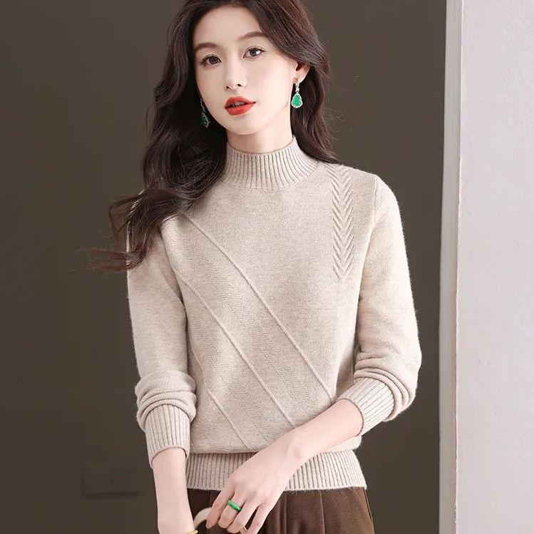 Damen Herbst & Winter Kurzarm Rollkragenpullover Locker geschnitten Strick Basisschicht Oberteil