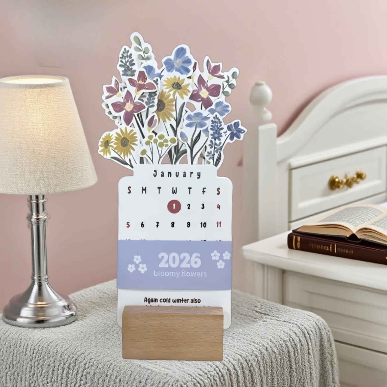 

Paper Wreath With Wooden Base, Flower Calendar 2026 One Size