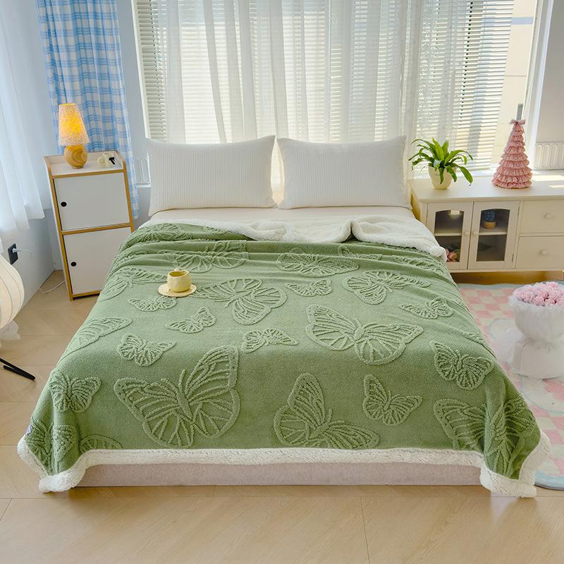 Butterfly Solid Color Jacquard Multifunctional Blanket  Fleece Blanket Milk Fleece Warm Casual Cover Blanket