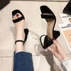 New versatile fashion thick heel Roman high heels summer Korean version ins tide fairy style one word buckle belt women sandals