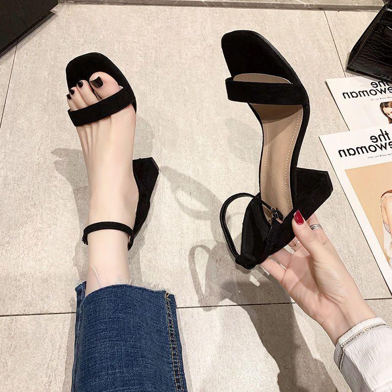 New versatile fashion thick heel Roman high heels summer Korean version ins tide fairy style one word buckle belt women sandals