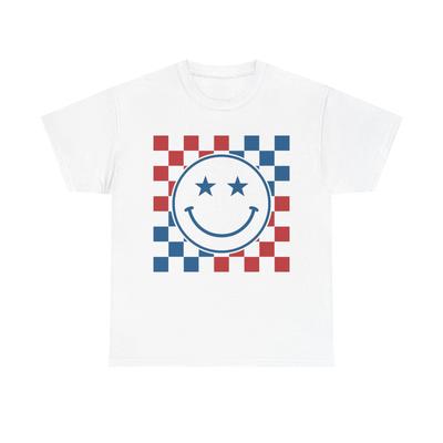 Smiley Karomuster T-Shirt Unisex Baumwolle Lustiges Geschenk-T-Shirt Positivitäts-Shirt NEU