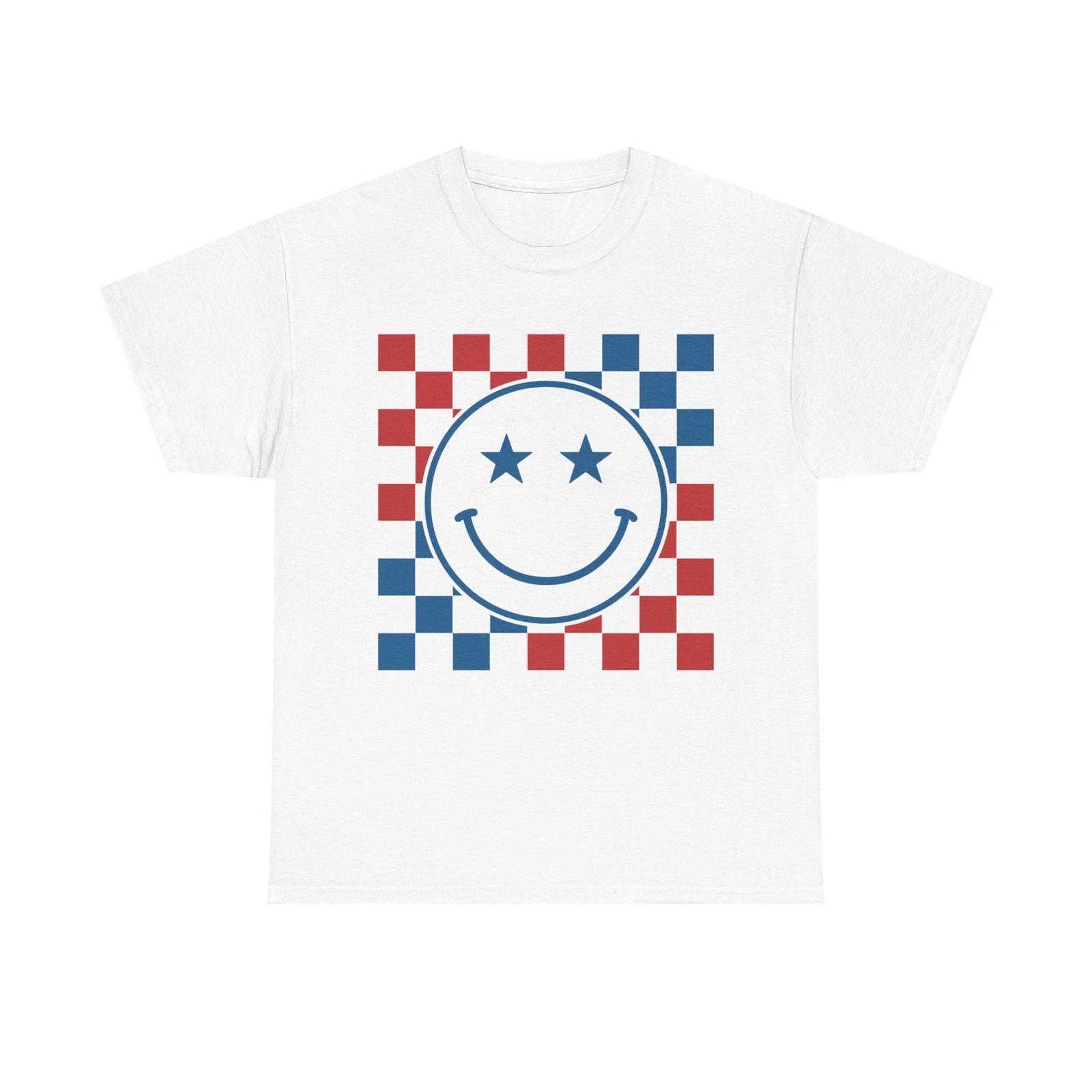 

Smiley Checkerboard T-Shirt Unisex Cotton Fun Gift Tee Positivity Shirt NEW 2XL
