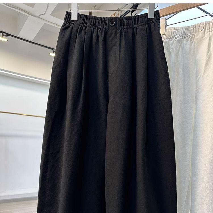 Damen High Waist Schwarze Weite Beine Lässige Hose - Große Größen