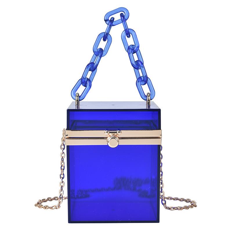 2025 summer Korean version acrylic transparent box chain small square bag portable shoulder messenger women's bag portable