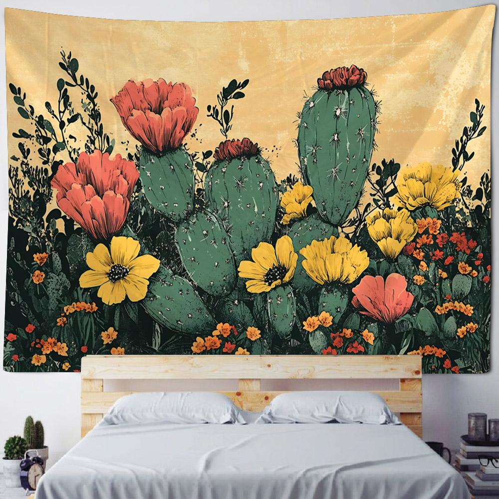 Tropical Plant Tapestry Cactus Wall Hanging Painting Nordic Style Bedroom Fabric Background Decoration Home Sofa Mat Bed Sheet