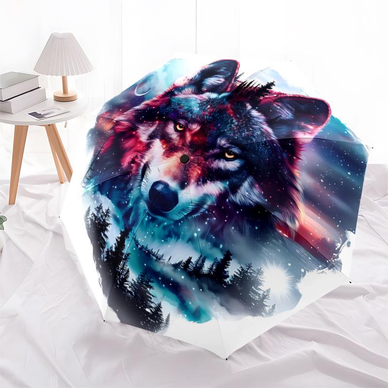 

1pc Galactic Wolf Automatic Opening and Closing Umbrella - Suitable for Various Occasions, Outdoor Activities, Lightweight and Durable Automatic