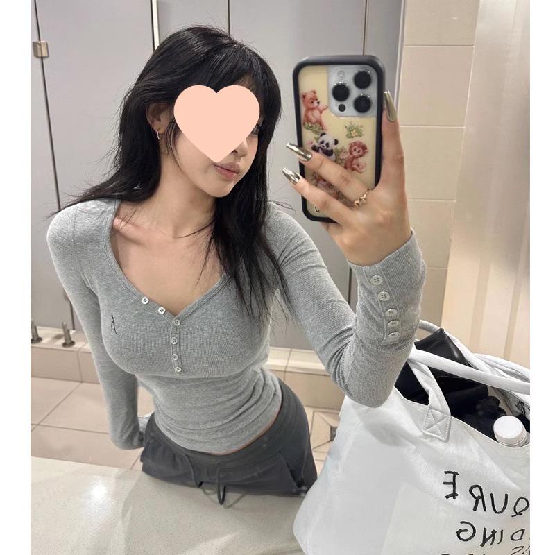 

American Retro Slimming Long Sleeve Women s Shirt for Spring and Autumn 2025 X-Large