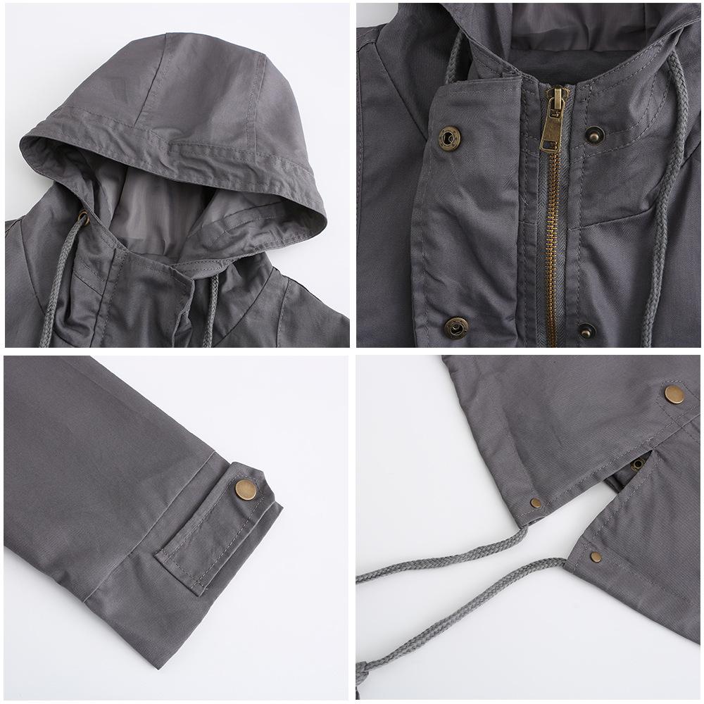 Baumwolle Mit Kapuze Windjacke frauen Frühling Herbst Lose Einfarbig Langarm Kordelzug Chic Jacke S-3XL