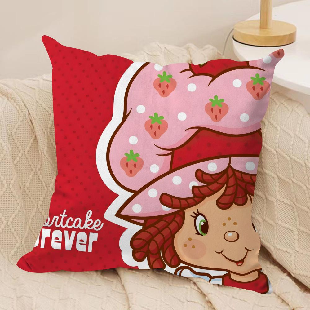 S-Stawberry Shortcake Cushion Cover Silky Short Plush Double-Sided Printed Pillow Case for Sofa All Seasons Home Decor Gift