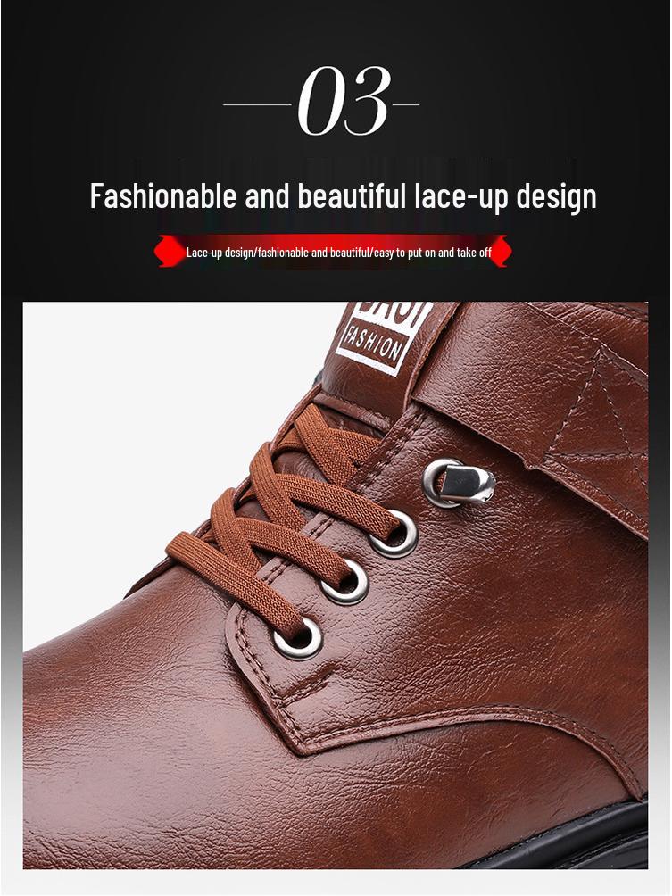 Men's Cotton High-Top Winter Boots - Plush, Thickened, Waterproof, Cold-Proof, Warm Martin Snow Shoes