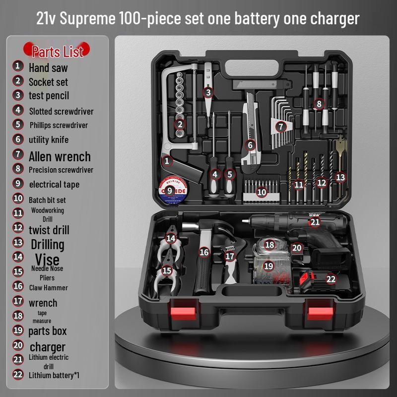 High-Power Cordless Electric Drill and Screwdriver Set with Lithium Battery for Home Use