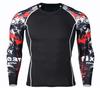 Camiseta deportiva de secado rápido con mangas de flores para hombre, ropa de fitness para correr, ropa de compresión elástica