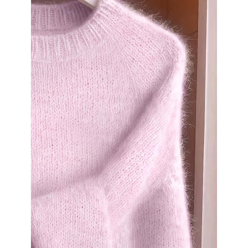French-Style Round-Neck Sweater, Soft and Cozy, Elegant Design, Perfect for Spring and Autumn Commuting and Outings