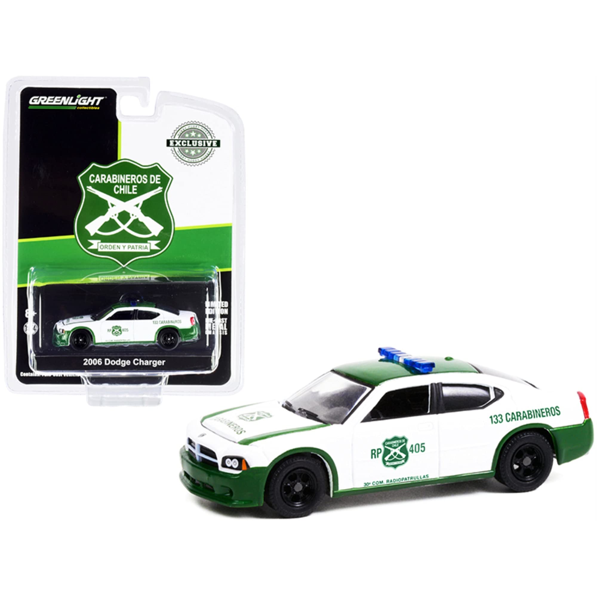 

Greenlight 2006 Dodge Charger Police Carabineros de Chile National Military 1/64 Белый/Зеленый (Полиция Чили)