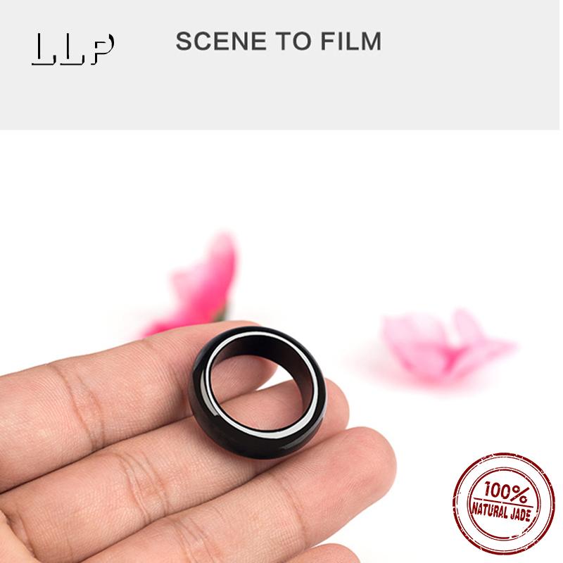Anello in Giada Nera Naturale Vecchia Miniera Grado A - Anello Autentico in Giada Scura Elegante Accessorio Gioiello Qualità Fine