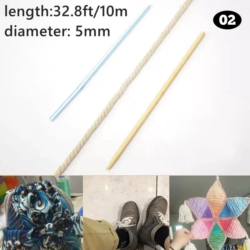 2/5/10m Three-Strand Braided Cotton Rope Handmade Natural Beige Cord Twisted String DIY Knitting Wall Hangings Craft Material