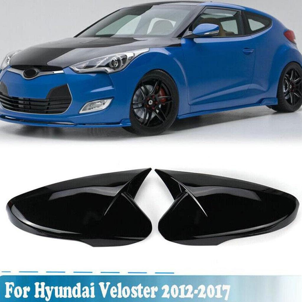 1Pair Side Mirror Cover Rear View Mirror Cover Trim For Hyundai Veloster 2012 2013 2014 2015 2016 2017 Gloss Black