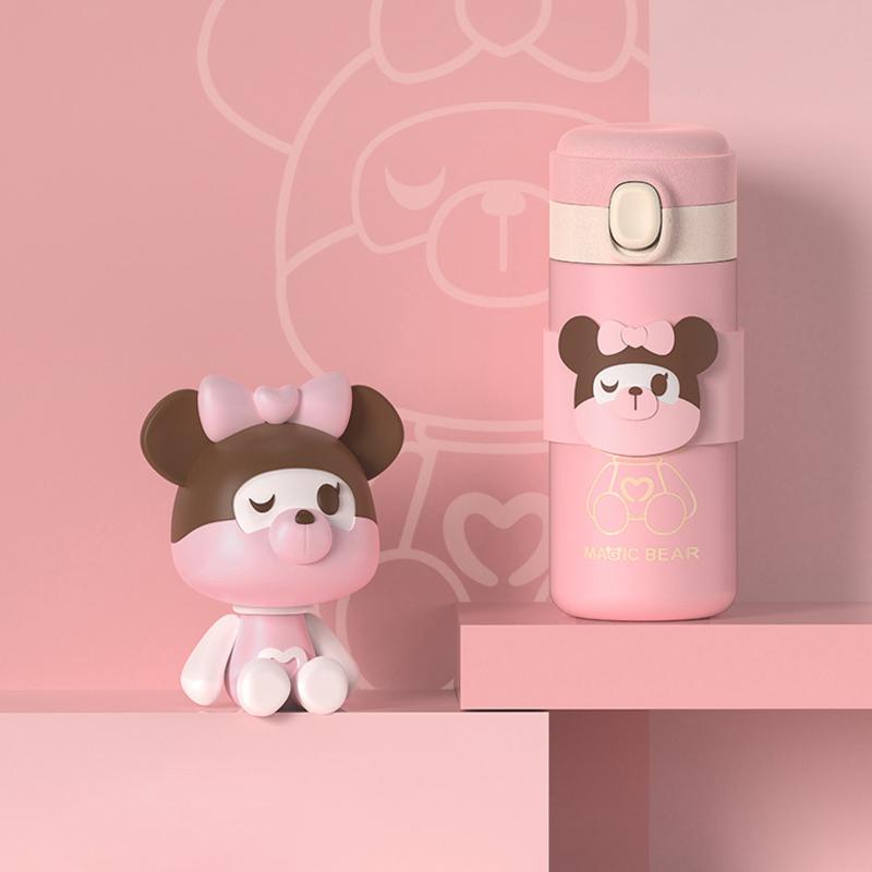 Cute Hot Water Bottle 304 Stainless Steel Cartoon Tumbler Thermos Bottle Coffee Mug Travel Insulated Tumbler Tea Cup Brand Flask