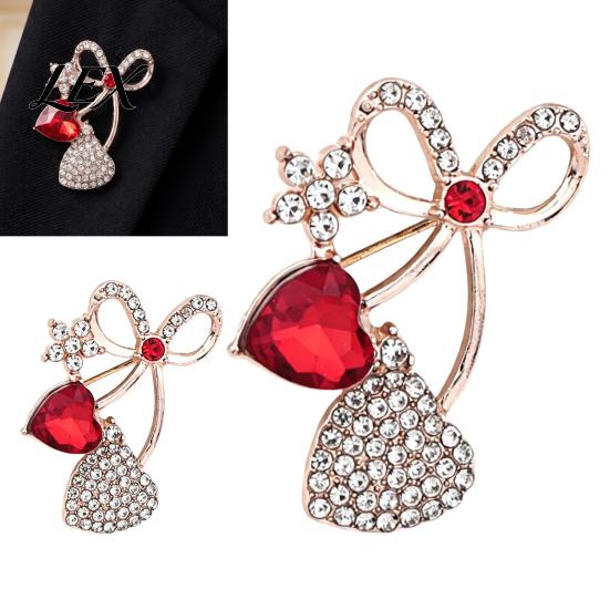 Rhinestone Bow Brooch Bling Pin, Love Heart Bowknot Lapel Women Jewelry Accessory for Dresses Coats Sweaters Pin