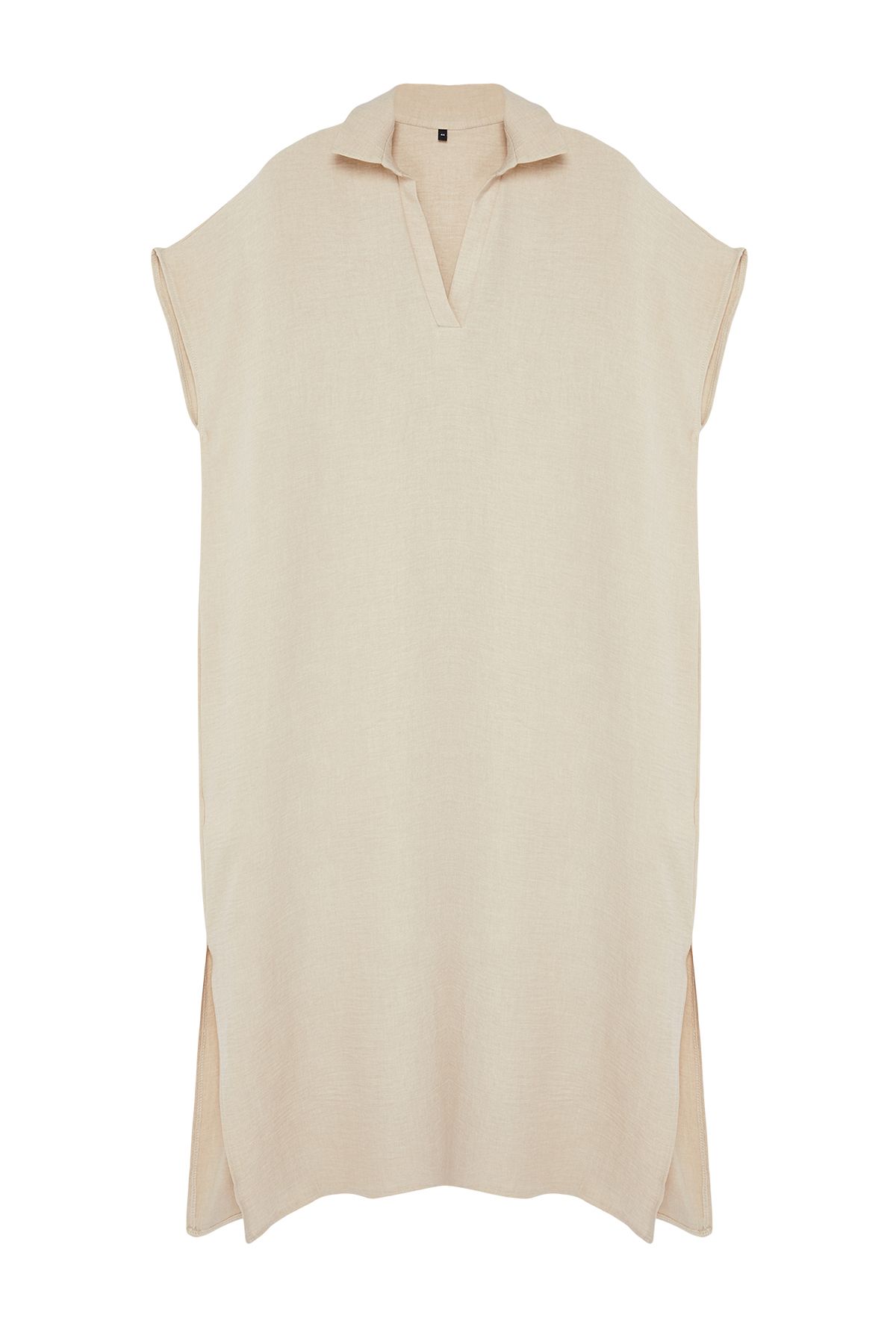 

Women s Style Plus Size Cream Shirt Collar Slit Woven Plus Size Dress XL
