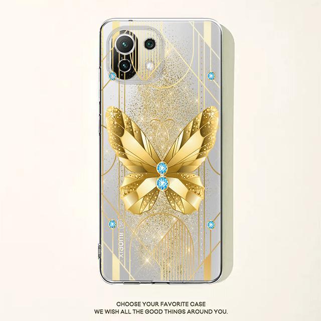 Gold Butterfly Flower Floral Clear Case For Xiaomi Poco X3 Nfc X3pro M3 F1 F3 For Mi 11 12 13 11x 12x Pro 11 10 Lite 11t 10t