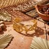 Chunky Starfish Leaves Stainless Steel Cuff Bracelet for Women High Polished  Gold Plated Wide Bangle Summer Party Jewelry Gift