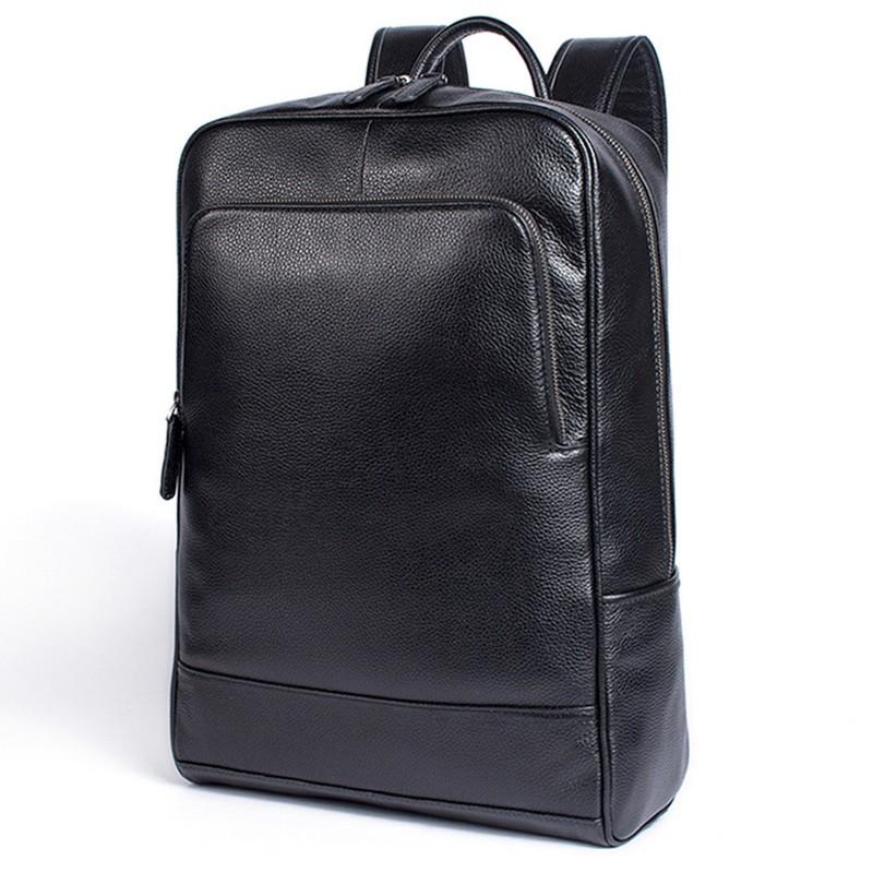 Men s Polished Leather Backpack Retro 15.6-inch Computer Bag Tree Cream Top Layer Cowhide Wholesale чёрный