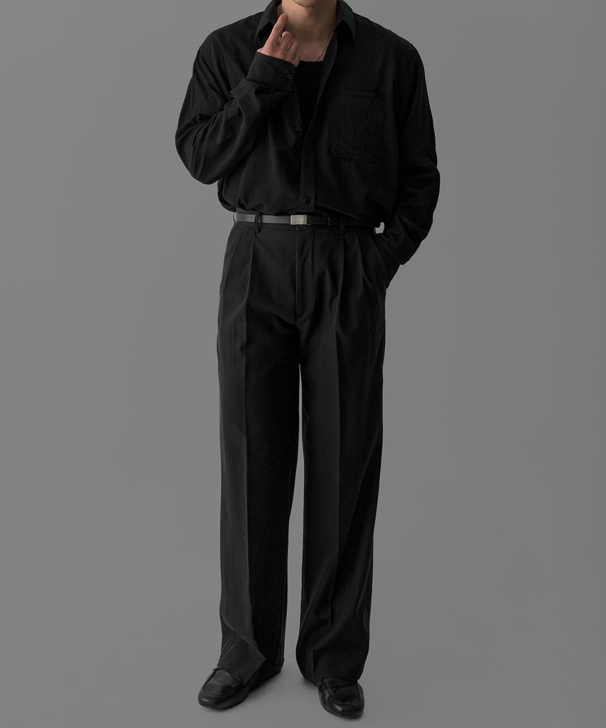 Baulopeulodeogteu Tencel Double-Pleat Slacks [Black]