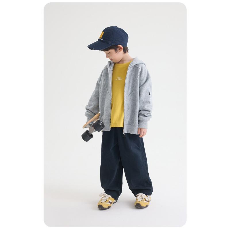 Boys Fleece Lined Hooded Zip Up Cardigan Warm Kids Outerwear Coat