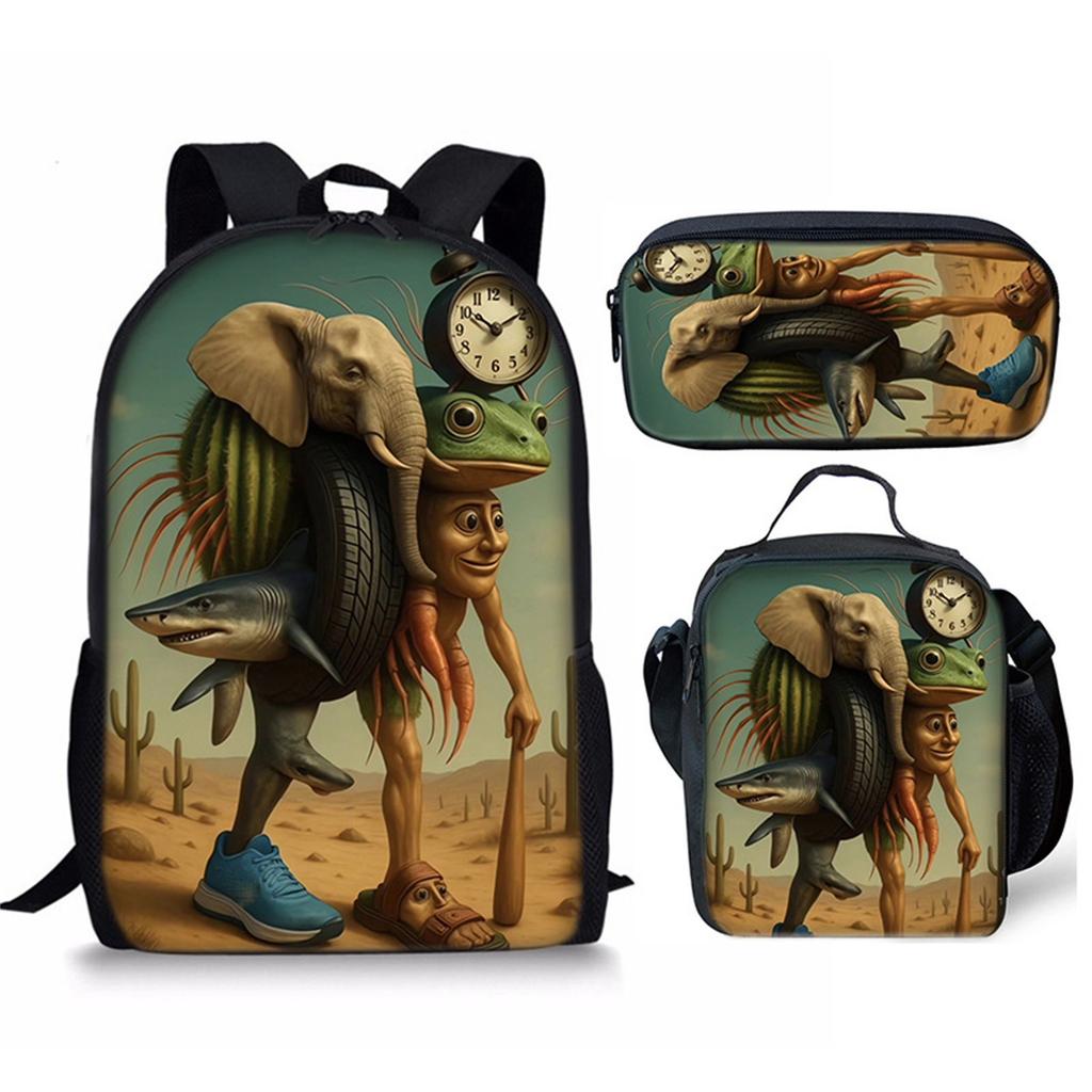 Cartoon Printing Casual Shoulder Bag Junior High School Students Large Capacity Backpacks