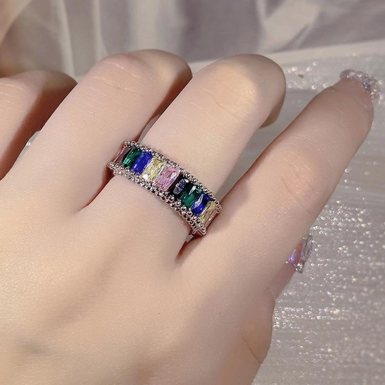 The Minority Spells The Color Rainbow To Flash The Diamond Ring Female Opening To Be Adjustable
