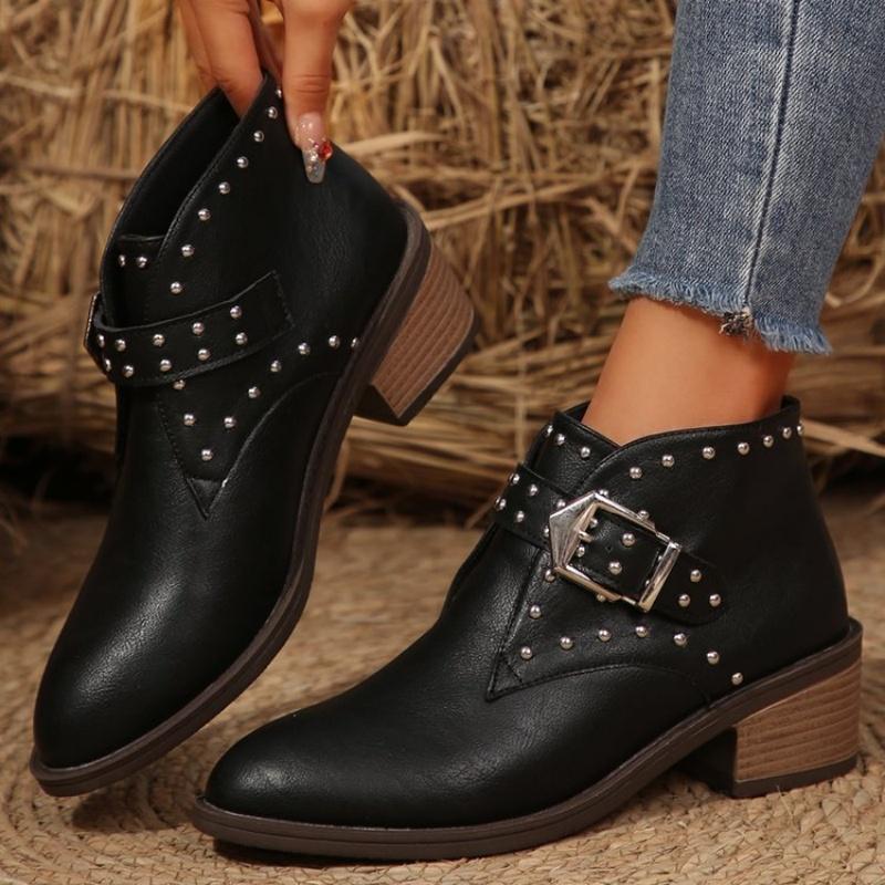 Fashion Fall-winter 2025 Fashion Plus-size Chelsea Boots for Women Studded and Buttoned Casual Ankle Boots for Women