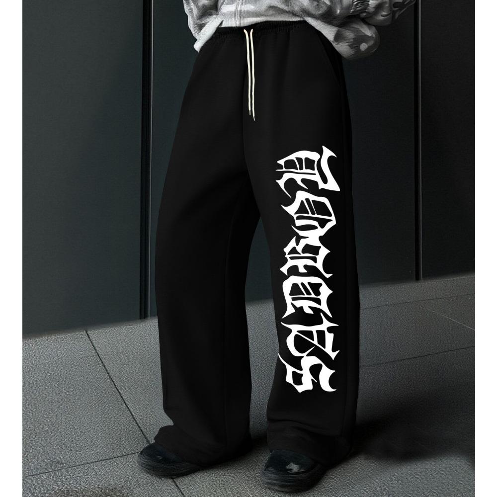 Pantaloni Jogger da Uomo e Donna con Stampa a Lettere Casual Vestibilità Larga Vita con Coulisse Nero Primavera Estate Vestibilità Perfetta