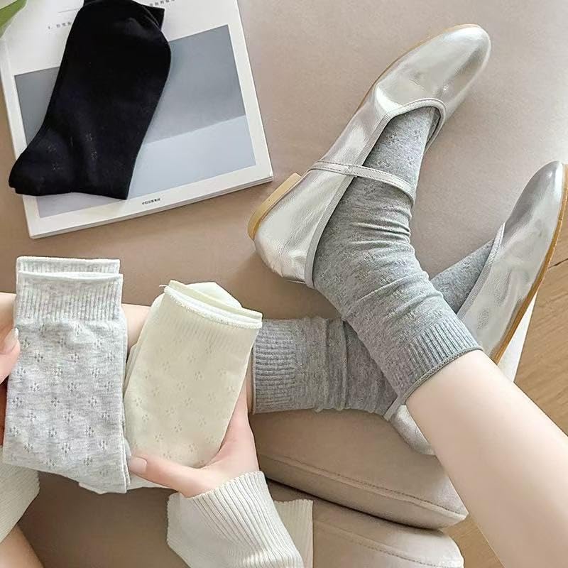 Kuaikeryet Summer Crew Cute One Size Fits Cooling Women's Socks, 4-Pair Set, Breathable, Odor-Resistant, Non-Steamy, Most,