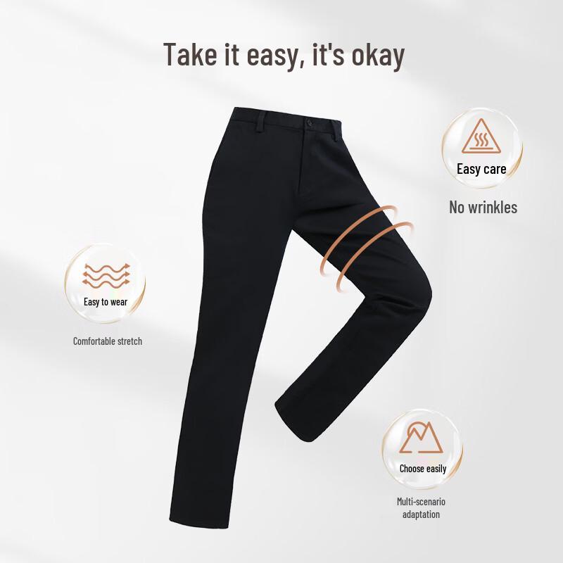 Langdeng Men's Business Casual Stretch Straight Leg Pants