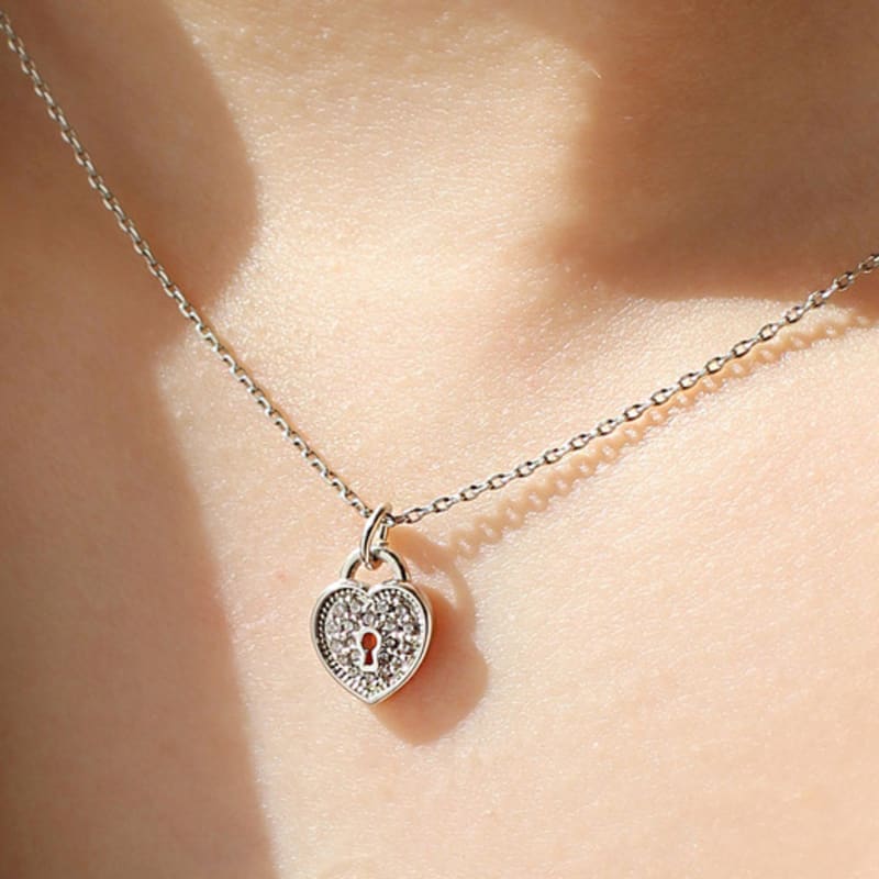 noonoo fingers 925 silver heart lock silver necklace