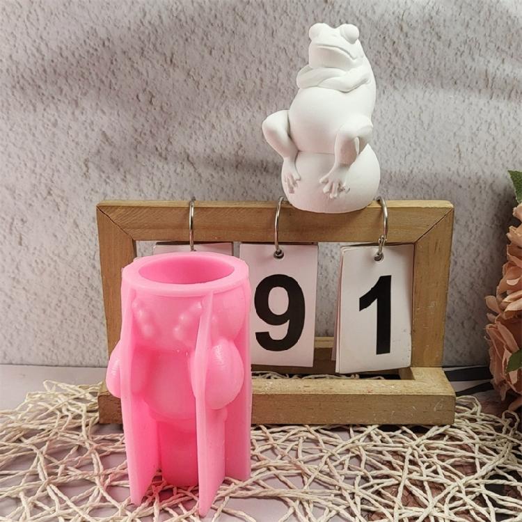Silicone Moulds 3D Frogs Candle Molds Lovely Animal Statue Plasters Molds Epoxy Resin Molds for Soap Fondant Making