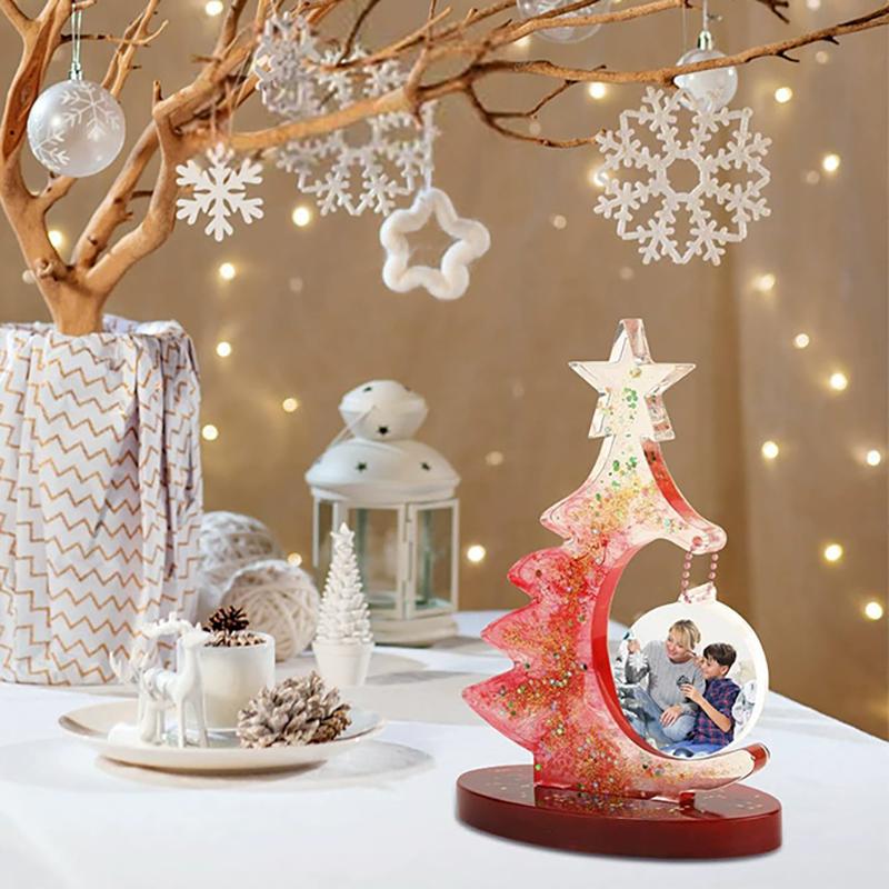 WTEMPO Christmas Tree Photo Frame Silicone Molds Christmas Tree Candle Ornament Molds DIY Resin Handicrafts Christmas Tree Ornaments Making Supplies