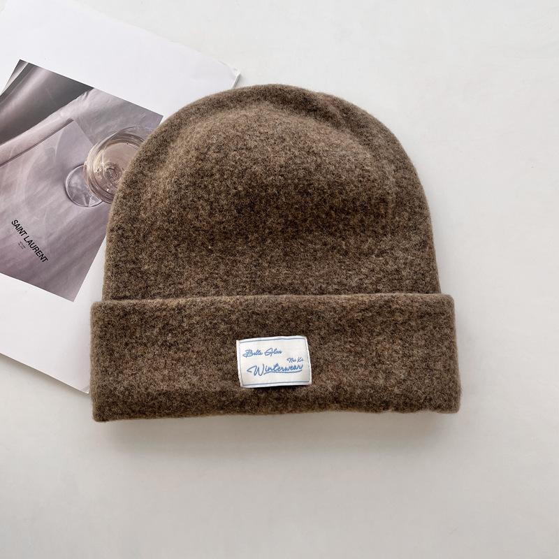 

Корейская новая универсальная вязаная шапка из шерстяной смеси для женщин, осенне-зимняя, двухслойная, утолщенная, теплая, с защитой ушей, шерстяная шапка One Size