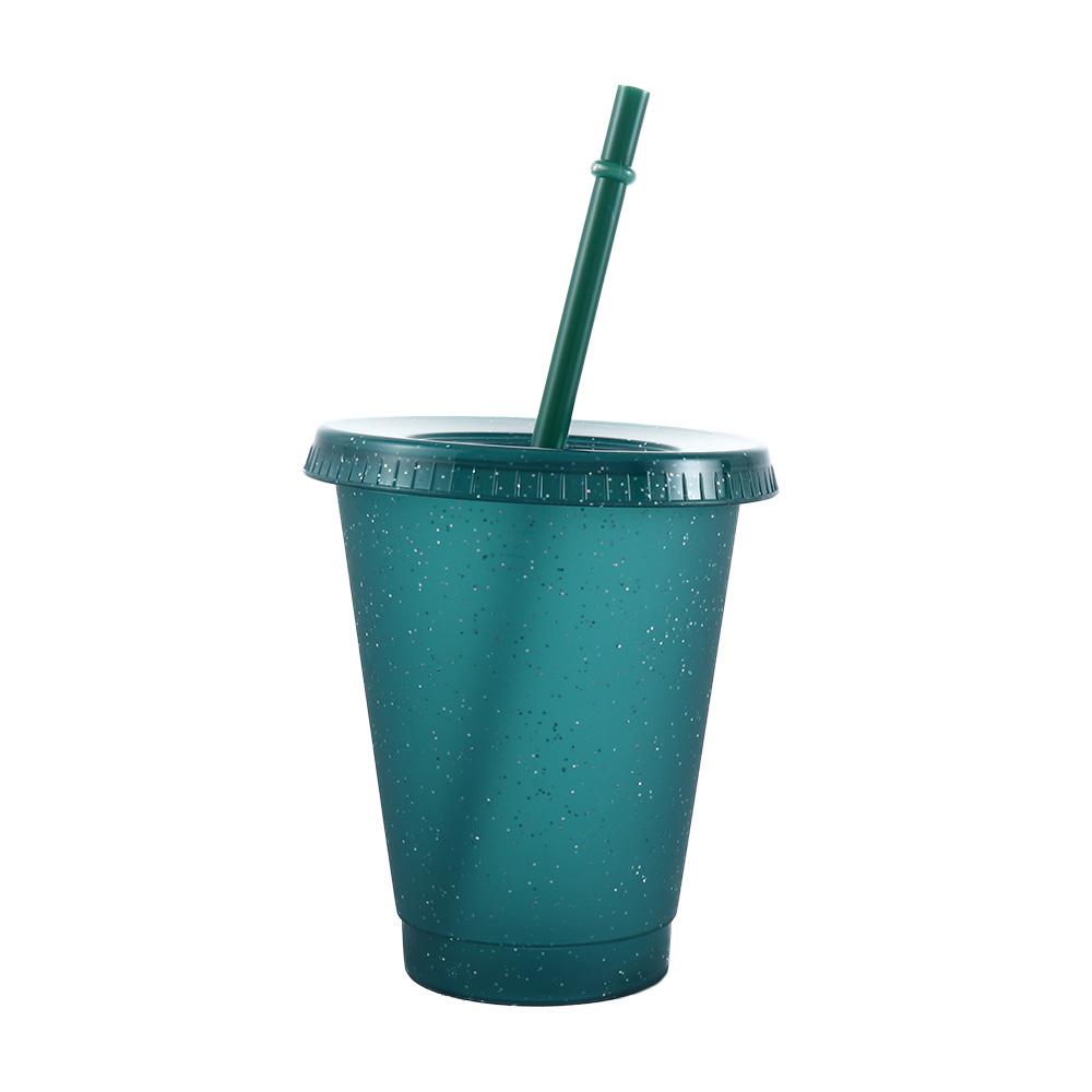 480/700ML Flash Water Bottle For Coffee Juice Milk Tea Kawaii Plastic Cold Cups With Lid Straw Portable Reusable Drinking Bottle